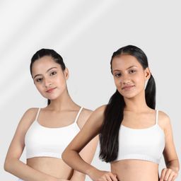 D'chica Pack of 2  Beginners Non Padded Non Wired Solid Bra  - White-25