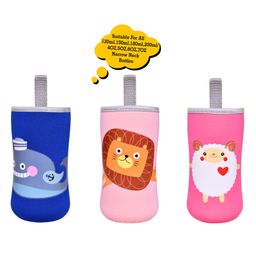 The Little Lookers Soft Stretchable Baby Feeding Bottle Cover with Strap Blue Pink - Pack of 3-8