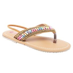 Mine Sole Beaded T-Strap Flat Sandals - Multi Color-picture-13
