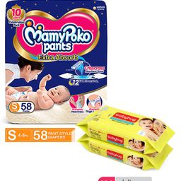 MamyPoko Pant Style Diapers Small - 58 Pieces & Babyhug Premium Baby Lemon Wipes - 72 Pieces - (Pack of 2)-4