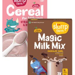 Slurrp Farm Strawberry, Ragi Milk Cereal & High Protein Chocolate Swirl Milk Mix- Combo Pack-25