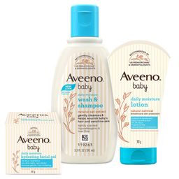 Aveeno baby daily moisture Wash & Shampoo 100 ml & Moisture Lotion & Moisture Hydrating Facial Gel (Cream) 60g-image-43