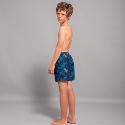 olaian Boys’ surfing swim shorts with pockets - 100 Stories navy blue bamboo image 4
