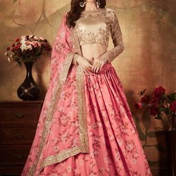 ETHNIC PLUS Embellished Sequinned Semi-Stitched Lehenga & Unstitched Blouse With Dupatta-image-32