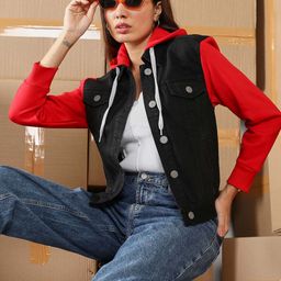 Campus Sutra Women Colourblocked Lightweight Denim Jacket with Patchwork-25