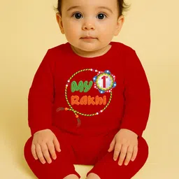 The Peppy Tend Infant My 1st Rakhi Printed Pure Cotton Romper-image-45