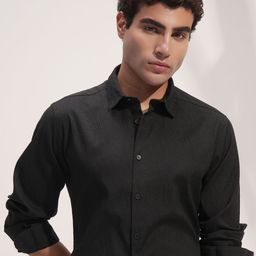 HIGHLANDER Men Slim Fit Textured Spread Collar Casual Shirt-picture-24