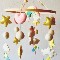 BABBLE WRAP Brown & Blue Crib Mobile-37
