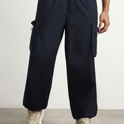 NOBERO Men Oversized Loose Fit Pure Cotton Cargo Parachute Pants-image-34