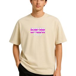 Billion Typography Printed Drop-Shoulder Sleeves Pure Cotton Oversized T-shirt-image-91