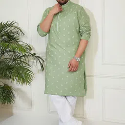 VASTRAMAY Straight Pure Cotton Kurta With Pyjama-image-50