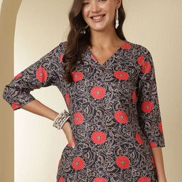 Anouk Rustic Ethnic Motifs Printed V-Neck Kurti-image-91