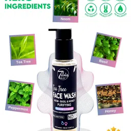 7ELWA Tea Tree Facewash With Neem Basil & Honey For Deep Cleansing-120ml image 3