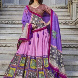 APNISHA Floral Printed Art Silk Ready to Wear Lehenga & Unstitched Blouse With Dupatta-picture-57