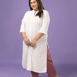 Sizeupp Women Polka Dot Printed Mandarin Collar Kurta-image-98