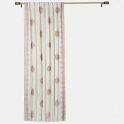 Fabindia Gulab Beige & PInk Floral Design Hand Block Printed Cotton Door Curtain-picture-17