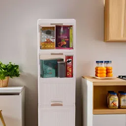 Aura White 4 Pieces Multipurpose Folding Cabinet Storage Organisers-13
