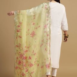 Kaizen TEXO FAB Printed Organza Dupatta with Mirror Work image 3