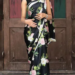 ASISA Floral Print Satin Saree-picture-47