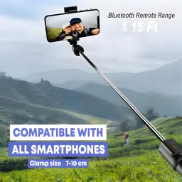 ALTRR Adjustable Selfie Stick and Tripod with Mobile Phone Stand Feature Bluetooth Selfie Stick image 2