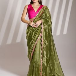 Mitera Sequinned Organza Saree-picture-11