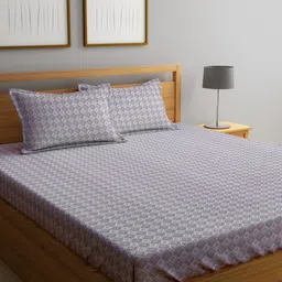 Myntra Elegant Homes Grey & White Geometric Printed 300 TC King Bedsheet Set 2.50 x 2.20 m-14