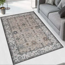 MAA HOME CONCEPT Peach-Coloured Floral Anti-Skid Woollen Carpet-25