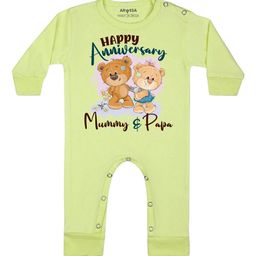 Arvesa Happy Anniversary Mummy & Papa Printed Bodysuit-image-40