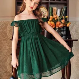 R Cube Flutter Sleeve Georgette Fit & Flare Midi Dress-30