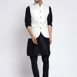 TS LIFESTYLE Men Floral Regular Dupion Silk Kurta with Churidar-image-50