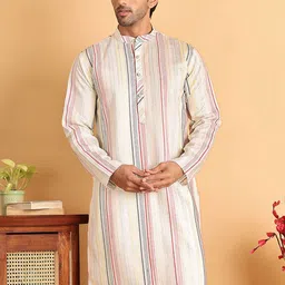 Jompers Men Geometric Embroidered Chikankari Kurta-image-70