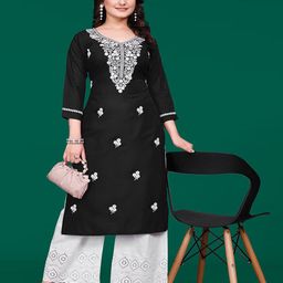 PATDOM Women Embroidered Sweetheart Neck Cotton Ethnic Straight Kurta-picture-10