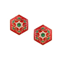 House of Pataudi Men Gold-Plated Textured Enamel Detail Cuff Links-image-85