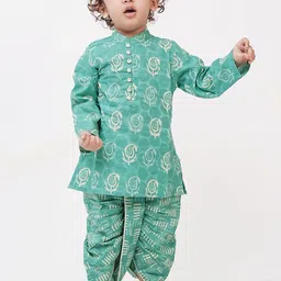 Campana Boys Ethnic Motifs Printed Mandarin Collar Pure Cotton Kurta With Dhoti Pants-37