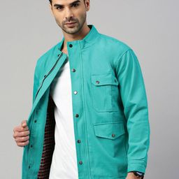 VOXATI Men Washed Longline Tailored Jacket with Patchwork image 1