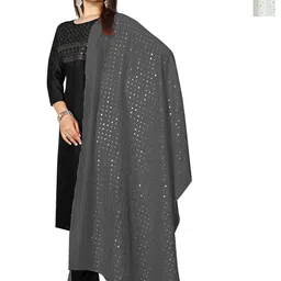 Kemza Selection Of 2 Geometric Embroidered Dupattas With Sequinned-picture-38