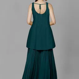PARROT CREATION Women Embroidered Regular Sequinned Kurti with Sharara & With Dupatta image 5