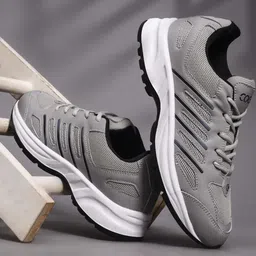 COGS Grey Non-Marking Mesh Walking Sports Shoes-image-78
