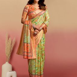 Sangria Floral Printed Saree With Unstitched Blouse Piece-picture-28