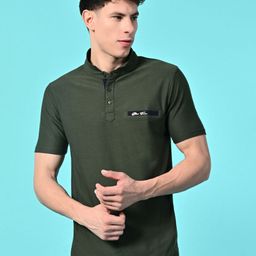 STARFOX Men Solid Mandarin Collar Cotton Slim Fit T-shirt-image-78