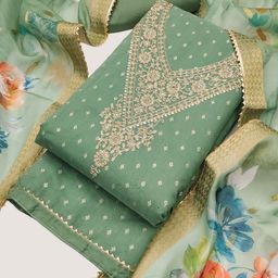Riti Woven Design Sequinned Chanderi Silk Unstitched Dress Material-14