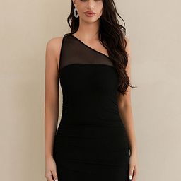 LULU & SKY Solid Bodycon One Shoulder Mini Dress-image-97
