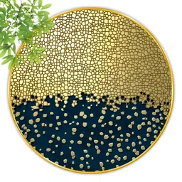 SAF Navy Blue & Gold-Toned 1 Piece Wood Abstract Wall Paintings-image-12