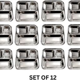 Stainless Steel 3 In 1 Compartment Plates - Paw Bhaji Plates Dinner Plate-image-23