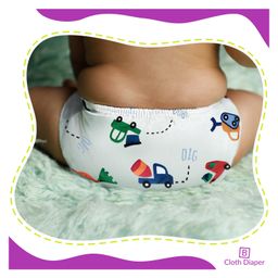 Bembika Cloth Diaper with 5 Layered Bamboo Insert Car Print - Multicolor image 3
