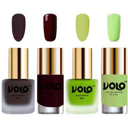 VOLO Set Of 4 Velvet Matte & Extra Shine Nail Polish-8 ml & 9.9 ml Each Shade 29-39-44-28-10