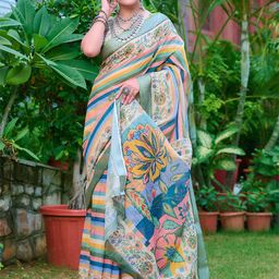 Anouk Striped Saree with Blouse Piece-image-55