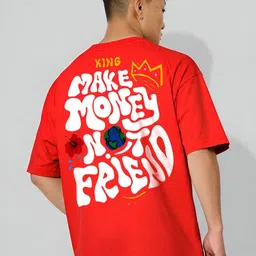 ANGERHOOD Typography Printed Drop-Shoulder Sleeves Pure Cotton Oversized T-shirt-picture-16