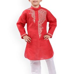 BAESD Boys Ethnic Motifs Printed Mandarin Collar Straight Kurta With Pyjama-5