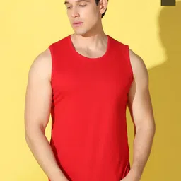 WOOSTRO Pack Of 2 Printed Combed Cotton Gym Vests VWS26(PLAIN RED)(ALONE OLIVE)-image-77